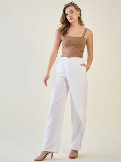 Wrap-Front Trousers with Contoured Waist