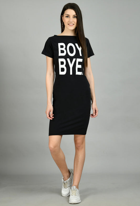 Aayu Women Boy Bye Slogan Printed Dress