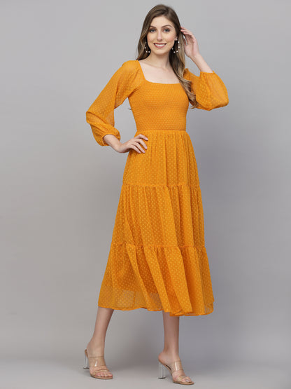 Aayu Women Dobby Smoking Dress