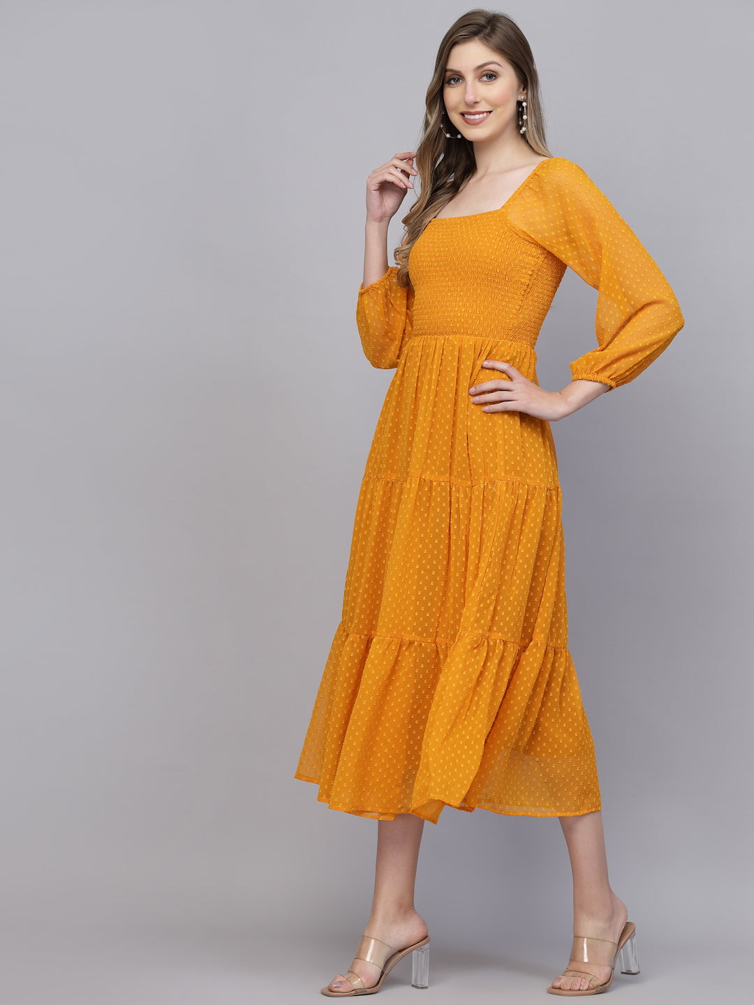 Aayu Women Dobby Smoking Dress