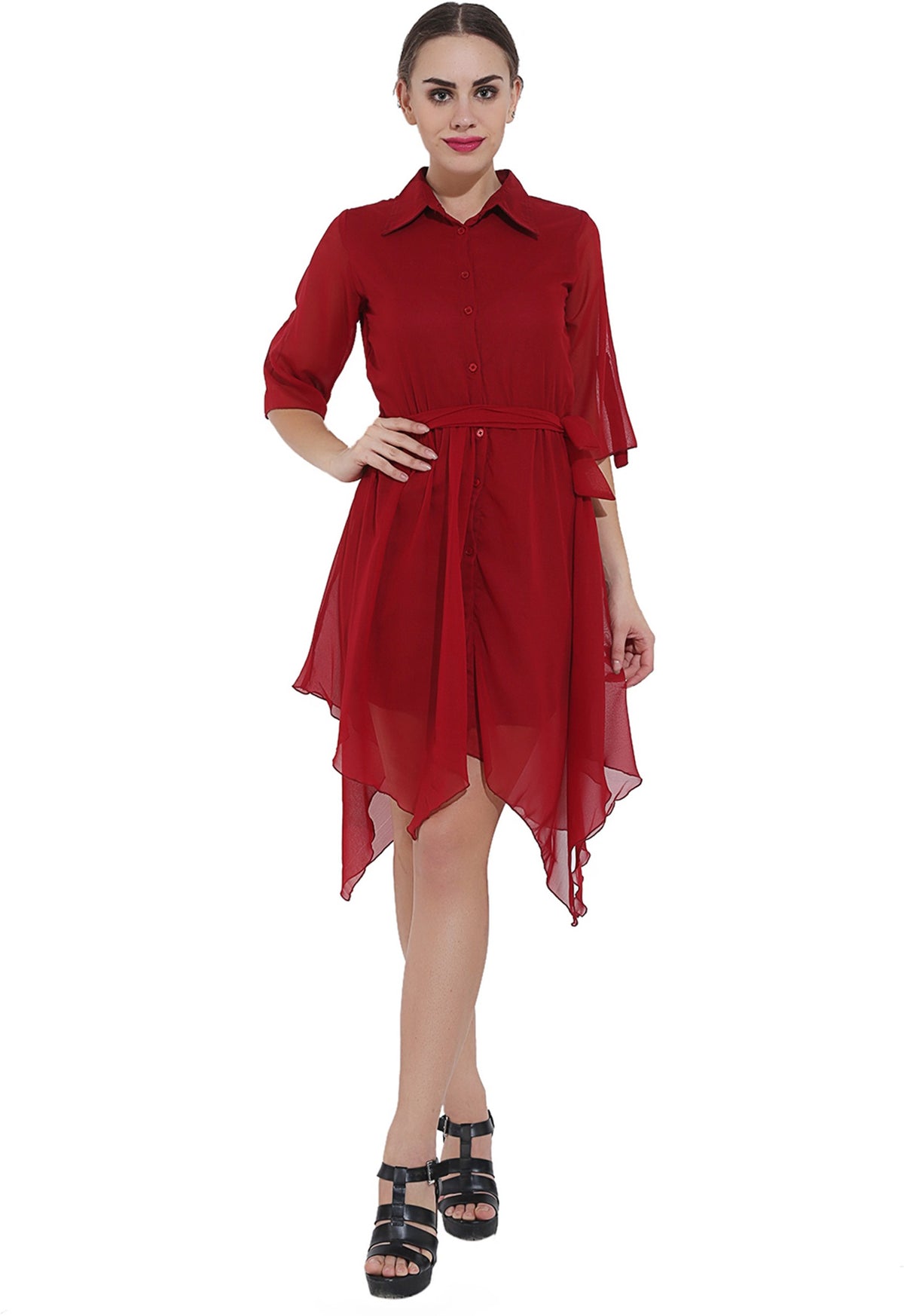 Women Shirt maroon Dress