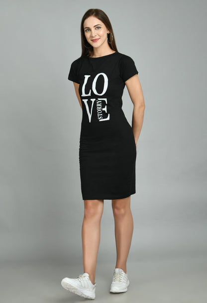Aayu Women Love Story Printed Slogan Dress