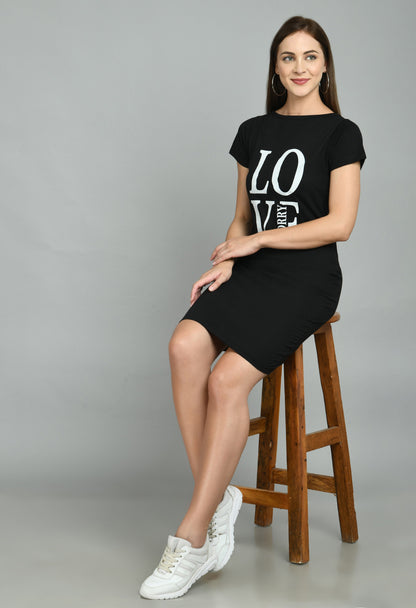 Aayu Women Love Story Printed Slogan Dress