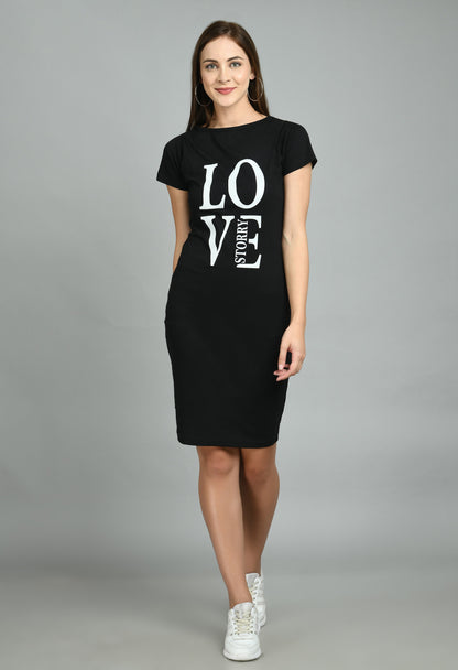 Aayu Women Love Story Printed Slogan Dress