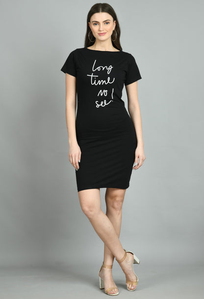 Aayu Women Long Time Slogan Dress