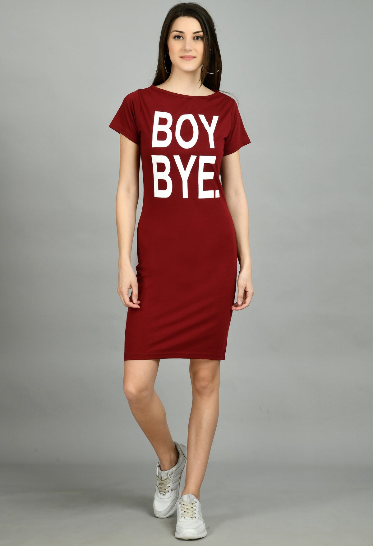 Aayu Women Boy Bye Slogan Printed Dress