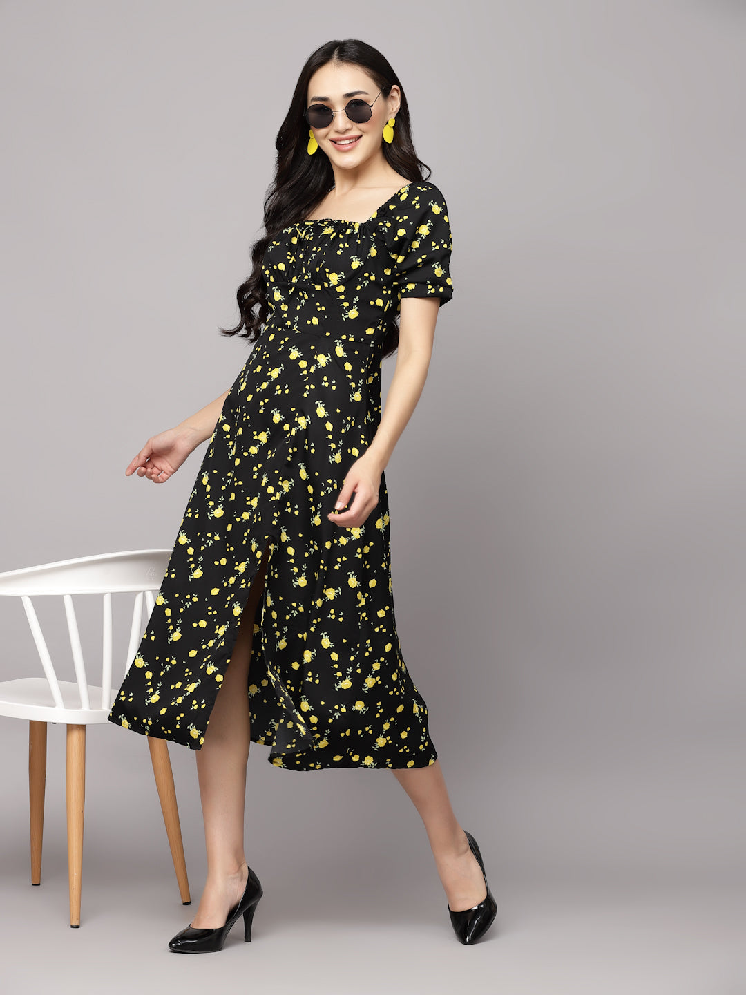 Aayu Women Floral Print yoke Dress