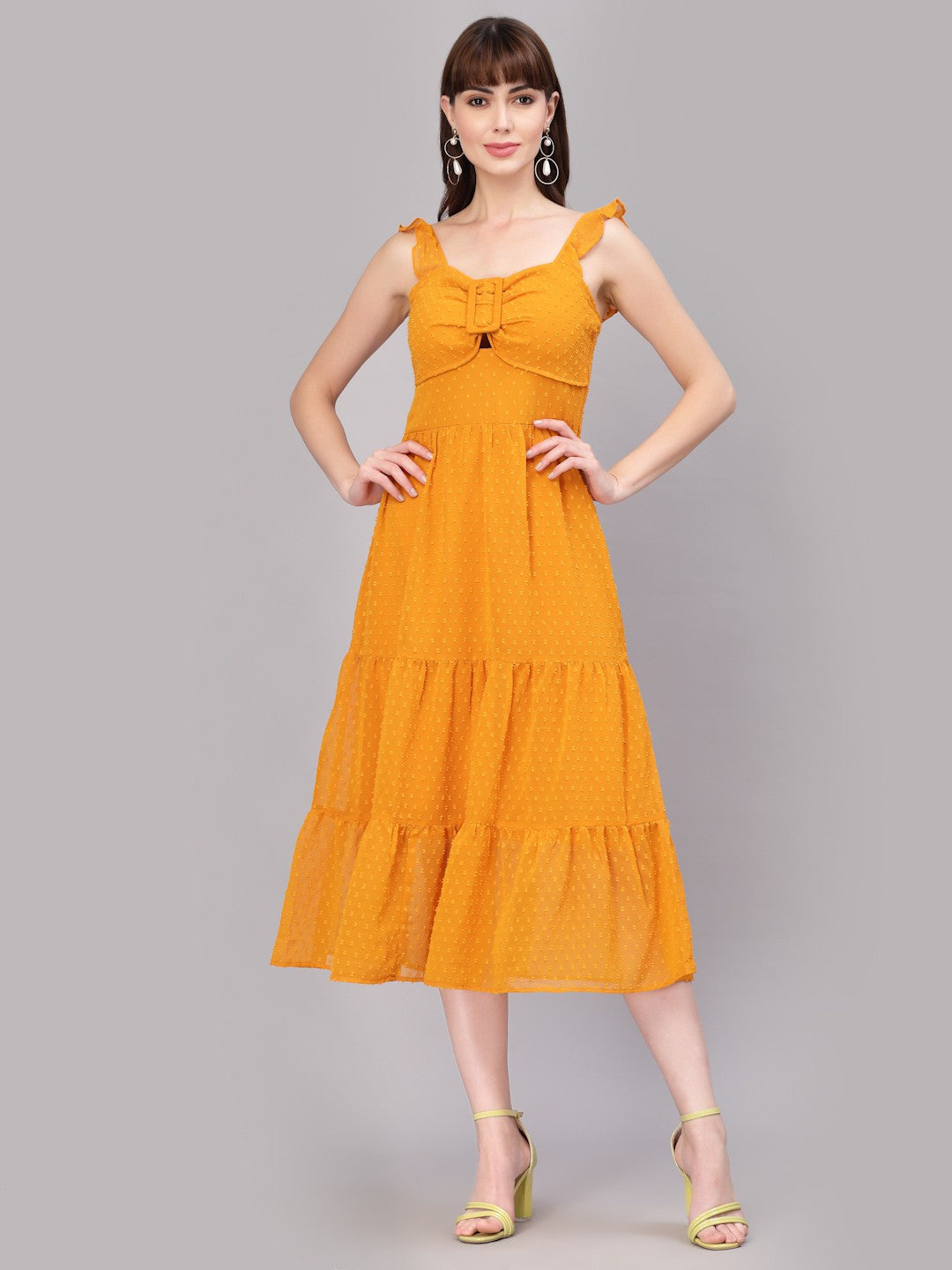 Aayu Women Dobby Buckle Dress