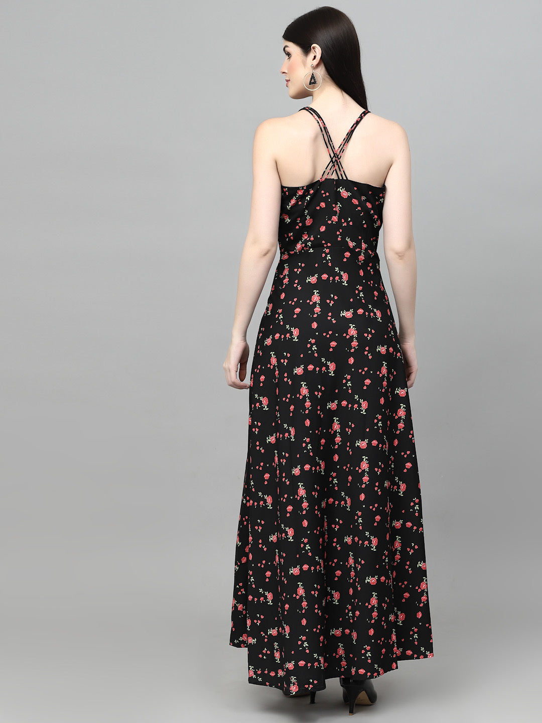 AAYU Women Maxi Black & Pink Dress