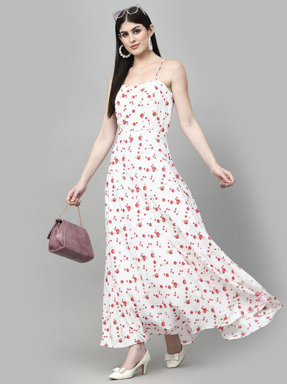 AAYU Women Maxi White & Pink Dress