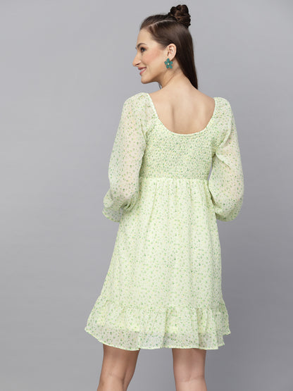 AAYU Women Bodycon White & Yellow Dress