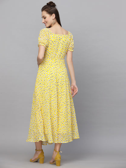 AAYU Women Fit and Flare Dress Yellow Dress