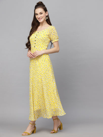 AAYU Women Fit and Flare Dress Yellow Dress