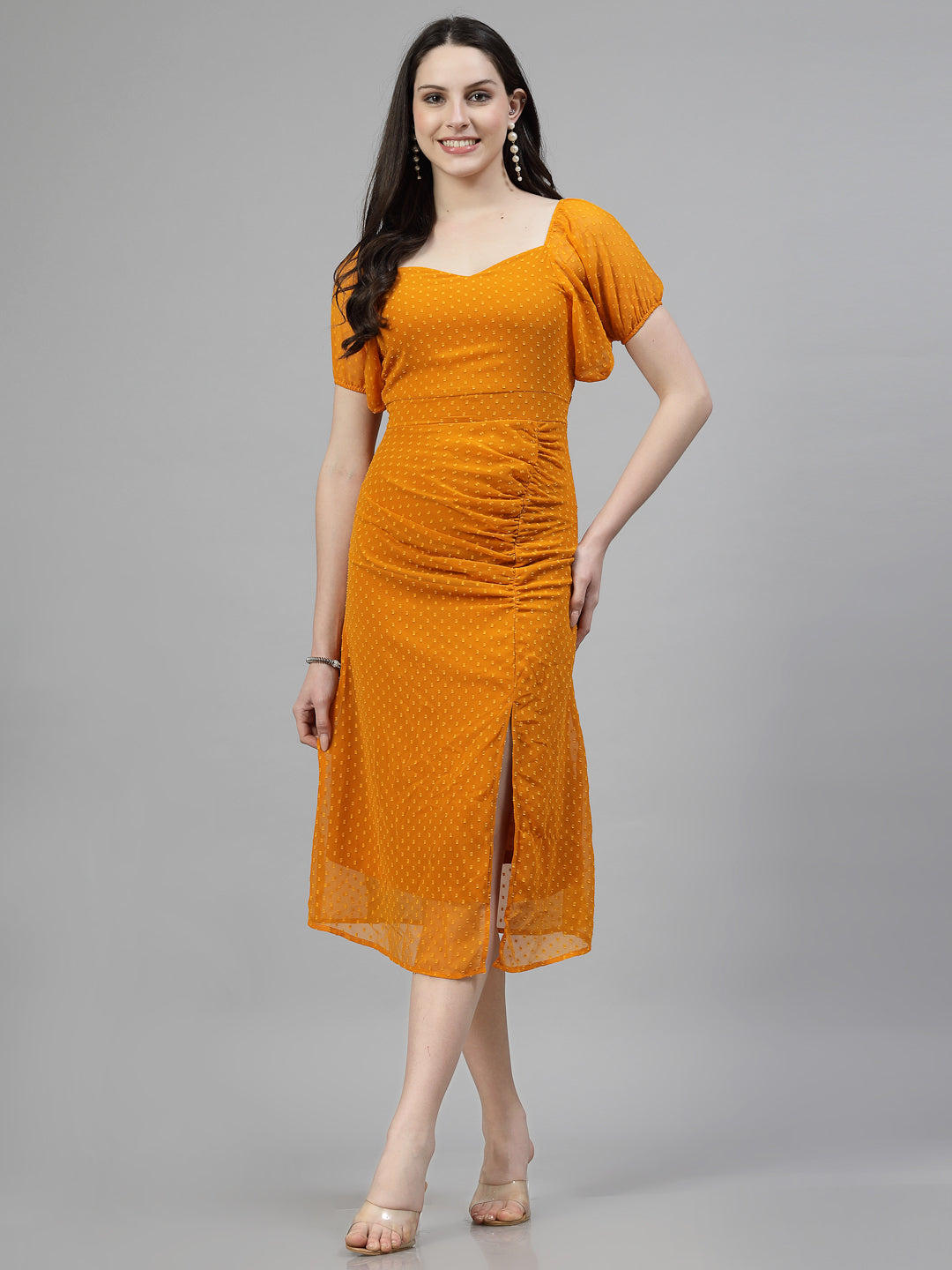 AAYU Women A-Line Batwing Sleeves Mustard Dress Aayu Creation Pvt Ltd. AAYU Women A-Line Batwing Sleeves Mustard Dress Aayu Creation Pvt Ltd.