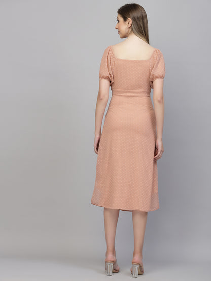 AAYU Women A-Line Batwing Sleeves Pink Dress