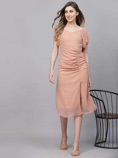 AAYU Women A-Line Batwing Sleeves Pink Dress
