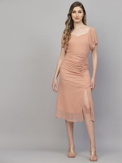 AAYU Women A-Line Batwing Sleeves Pink Dress