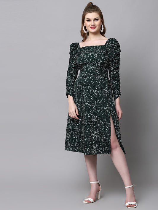 AAYU Women A-Line Green Dress