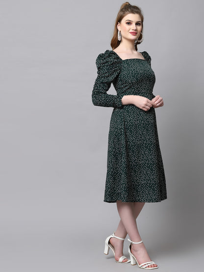 AAYU Women A-Line Green Dress