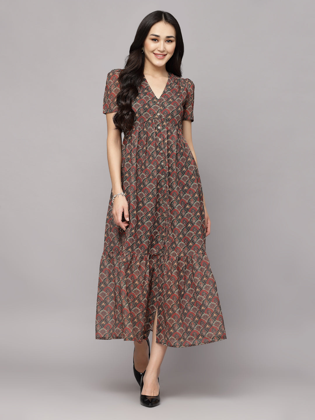 AAYU Women Fit and Flare Brown Dress