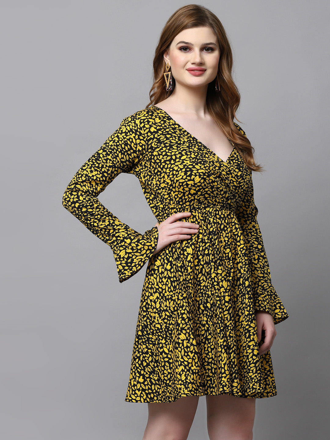 AAYU Women Fit and Flare Yellow Dress