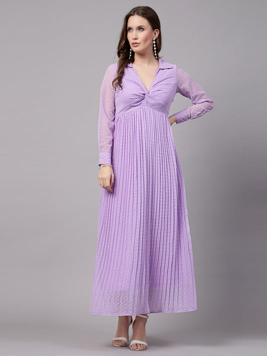 AAYU Women Fit and Flare Lavender Dress