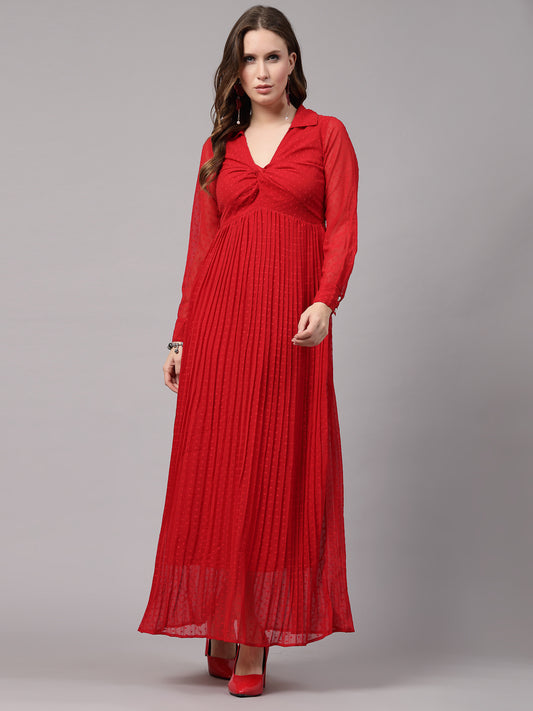 AAYU Women Fit and Flare Red Dress