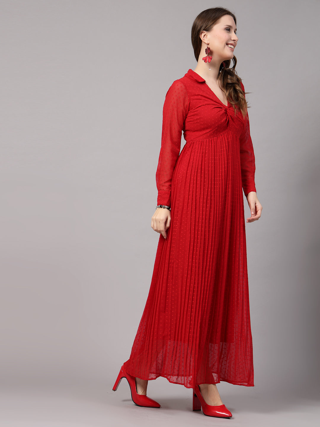 AAYU Women Fit and Flare Red Dress