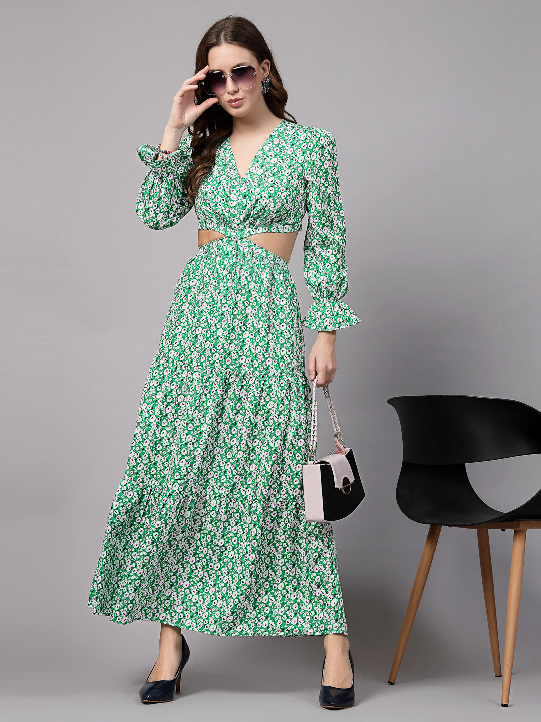 AAYU Women Fit & Flare Green Dress