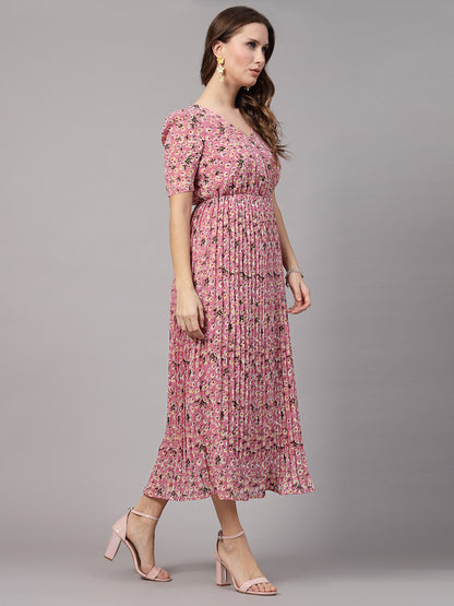 AAYU Women Fit and Flare Pink Dress