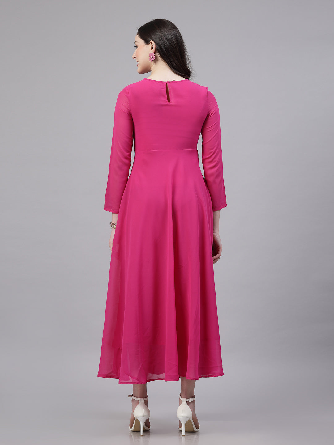 AAYU Women Fit and Flare Fuchsia Color Solid Dress