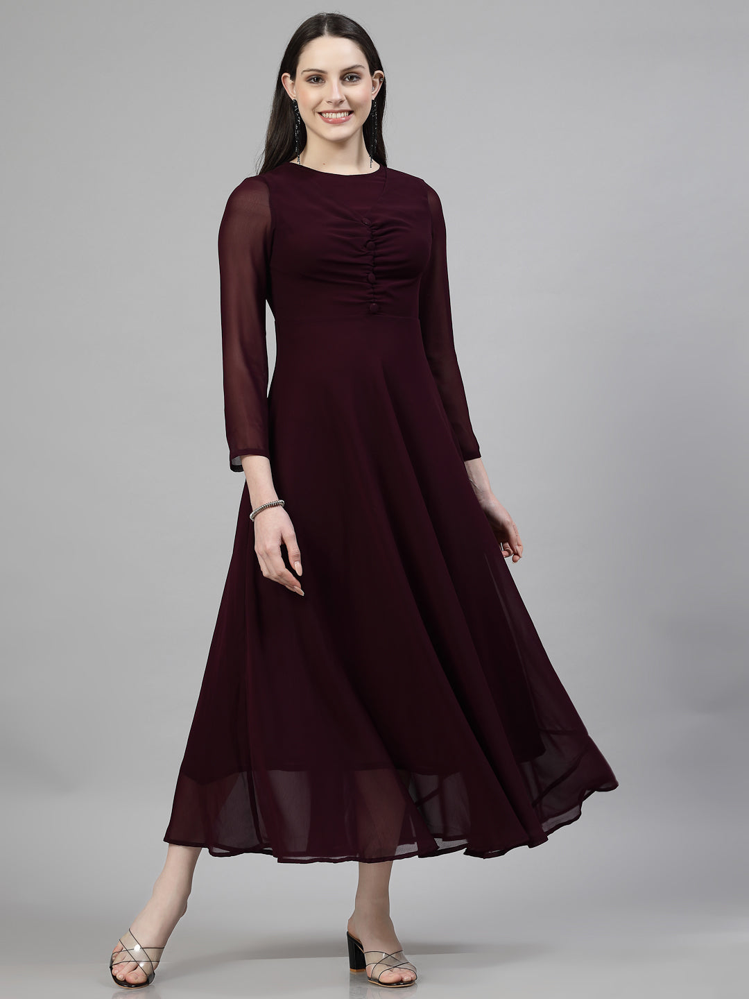 AAYU Women Fit and Flare Wine Color Solid Dress – Aayu Creation Pvt Ltd