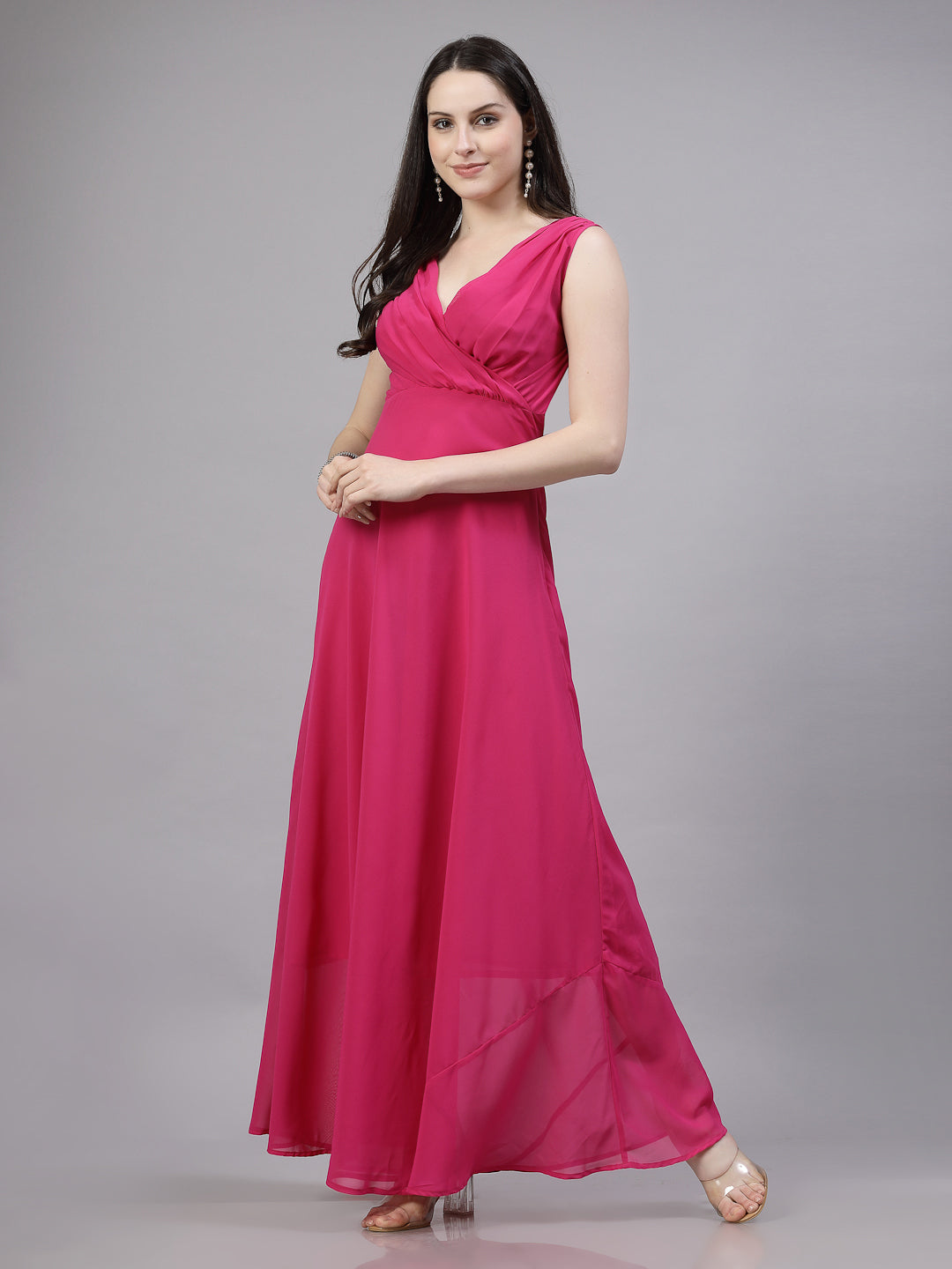 AAYU Women Fit and Flare Fuchsia color Dress