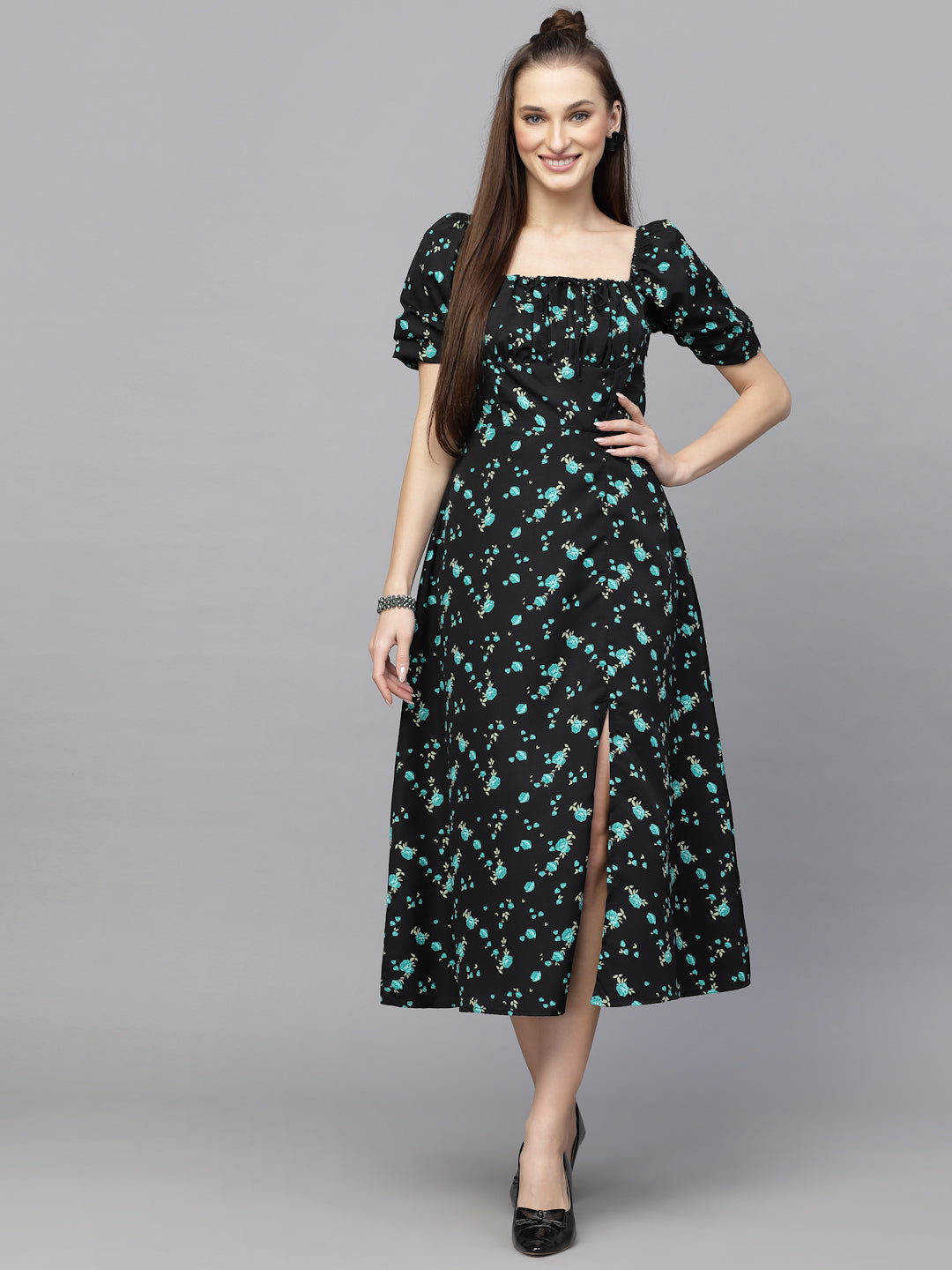 Aayu Women Floral Print yoke Dress