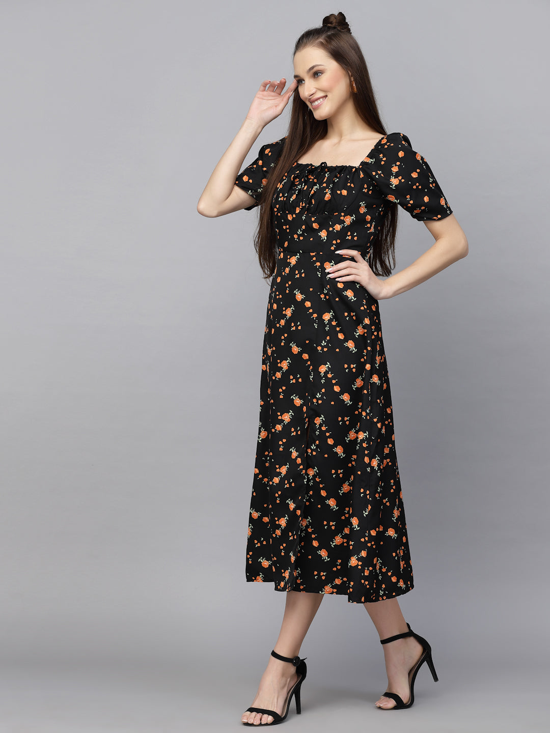 Aayu Women Floral Print yoke Dress