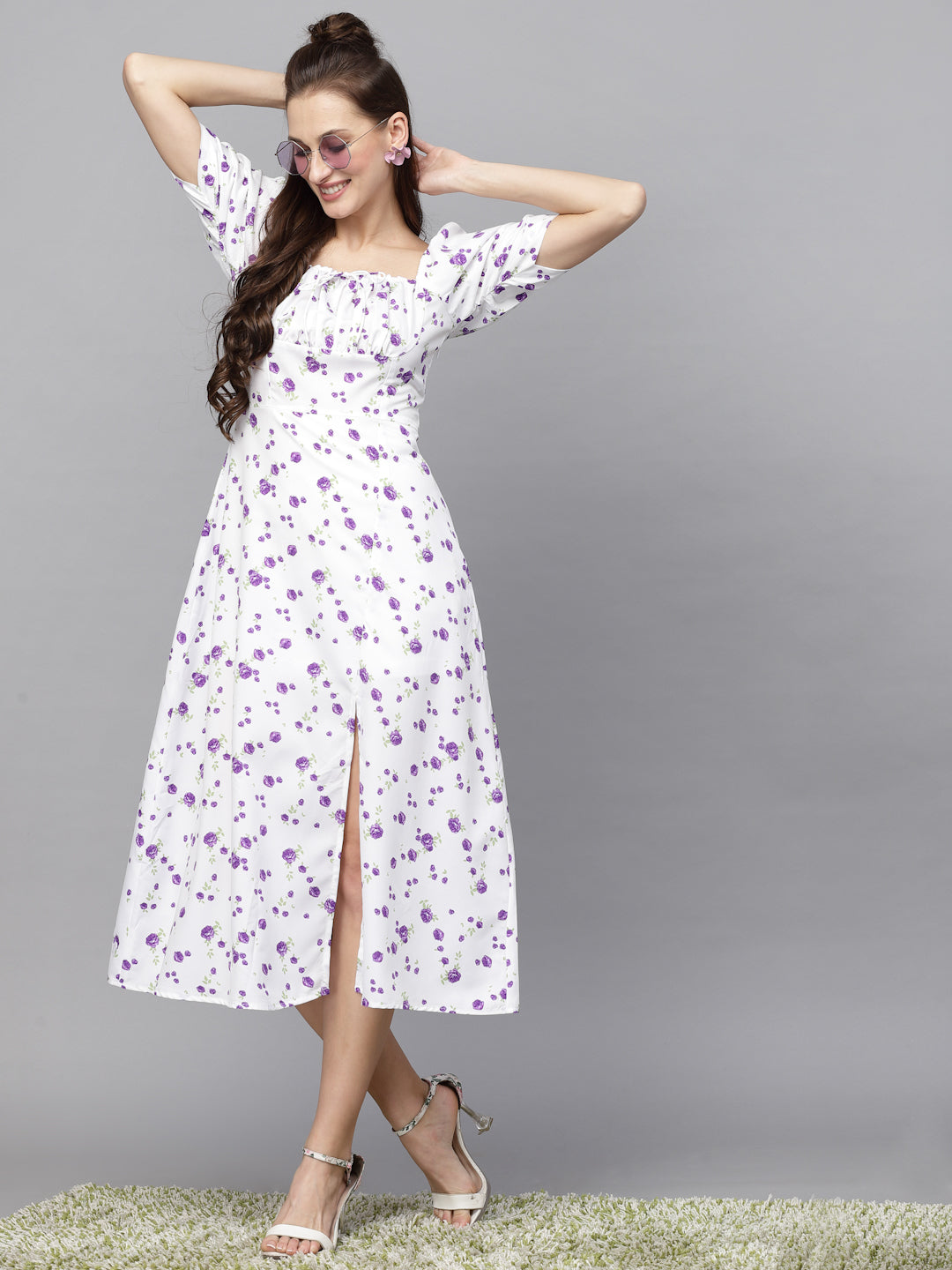 Aayu Women Floral Print yoke Dress