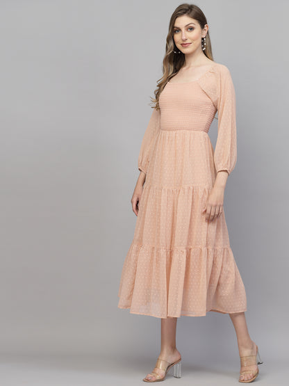 Aayu Women Dobby Smoking Dress