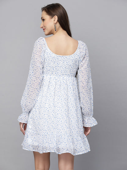 AAYU Women Bodycon White & Yellow Dress