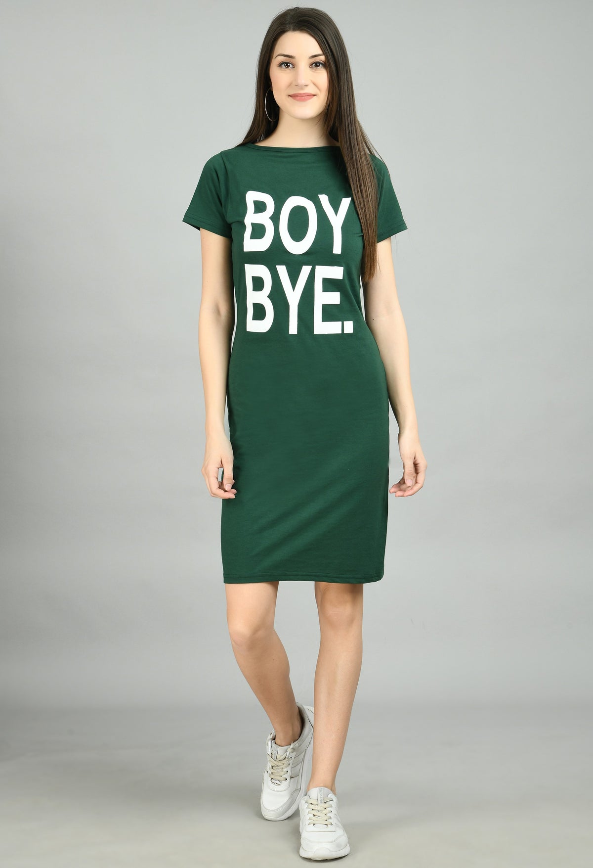 Aayu Women Boy Bye Slogan Printed Dress