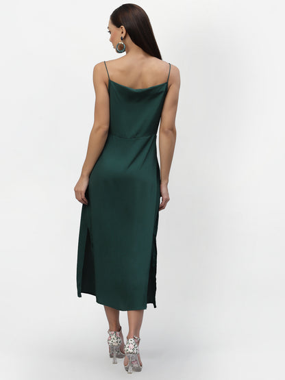 SATIN COWL NECK DRESS