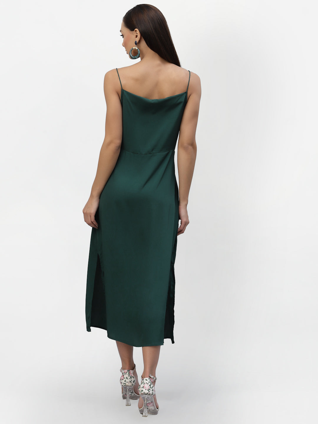 SATIN COWL NEACK DRESS