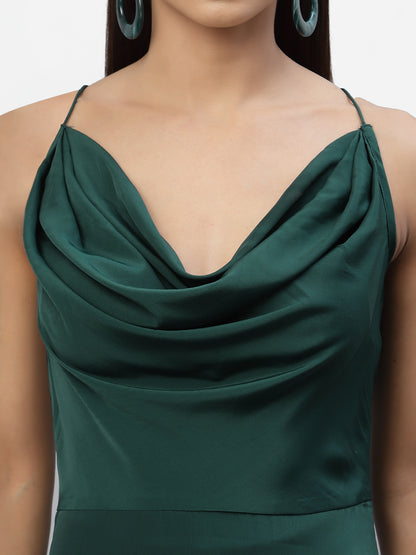 SATIN COWL NECK DRESS