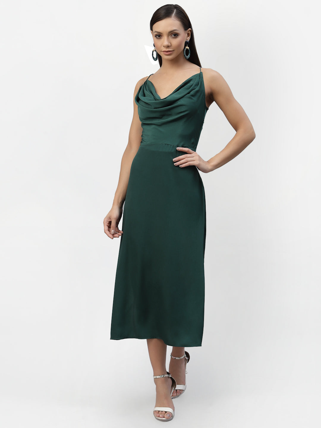 SATIN COWL NEACK DRESS