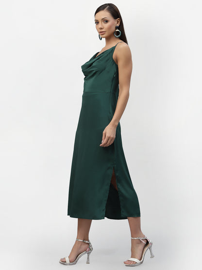 SATIN COWL NECK DRESS