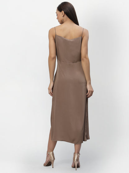 SATIN COWL NECK DRESS
