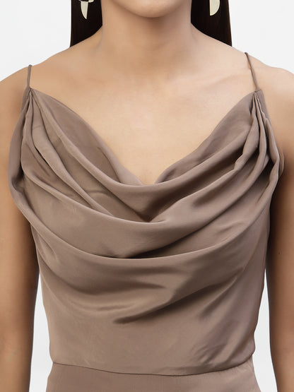 SATIN COWL NECK DRESS