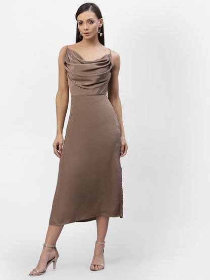 SATIN COWL NECK DRESS