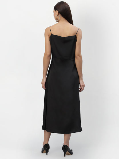 SATIN COWL NECK DRESS
