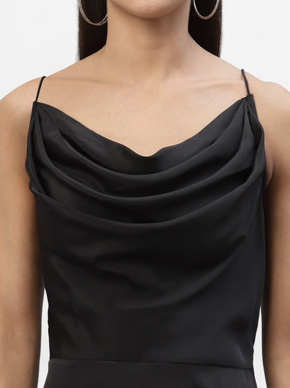 SATIN COWL NECK DRESS