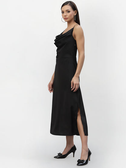 SATIN COWL NECK DRESS